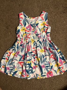 Carter's White Floral Sundress with Pink, Yellow & Navy